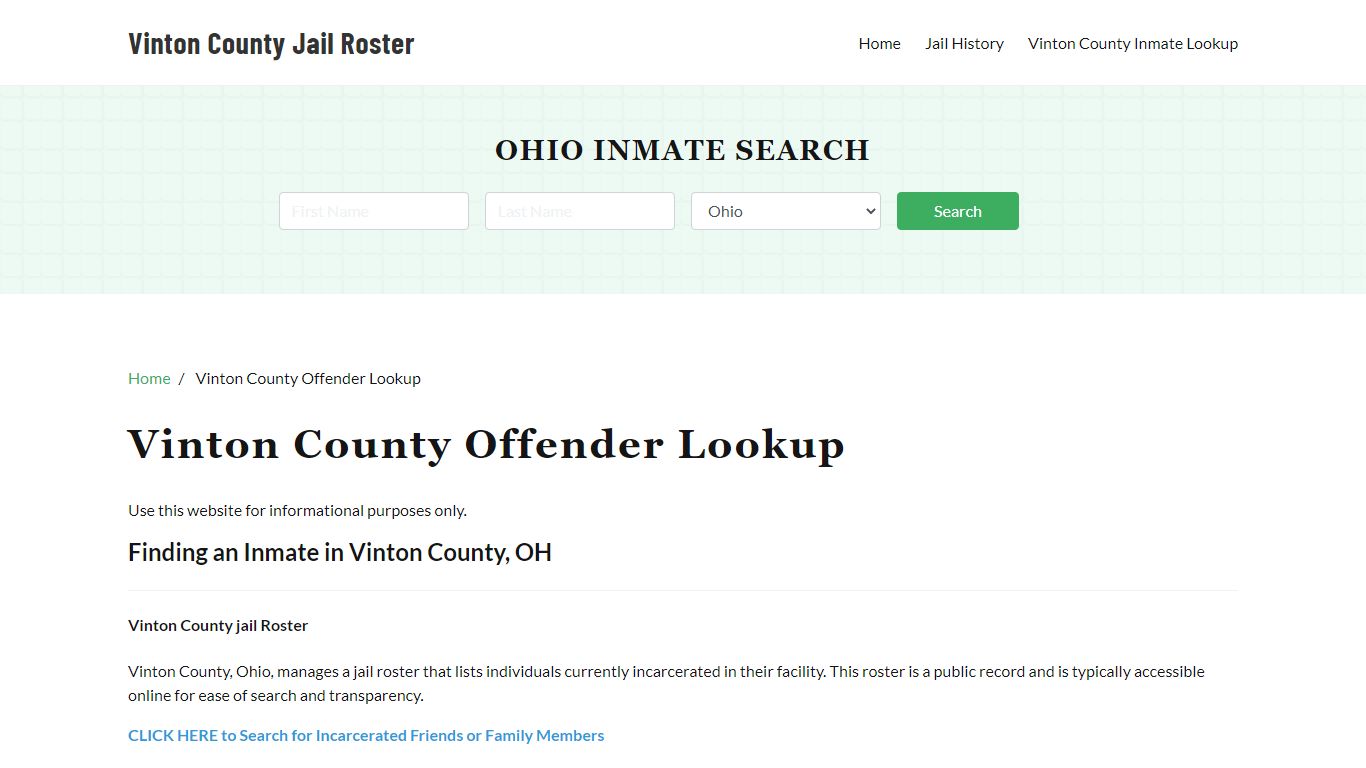 Vinton County Inmate Search, Jail Rosters