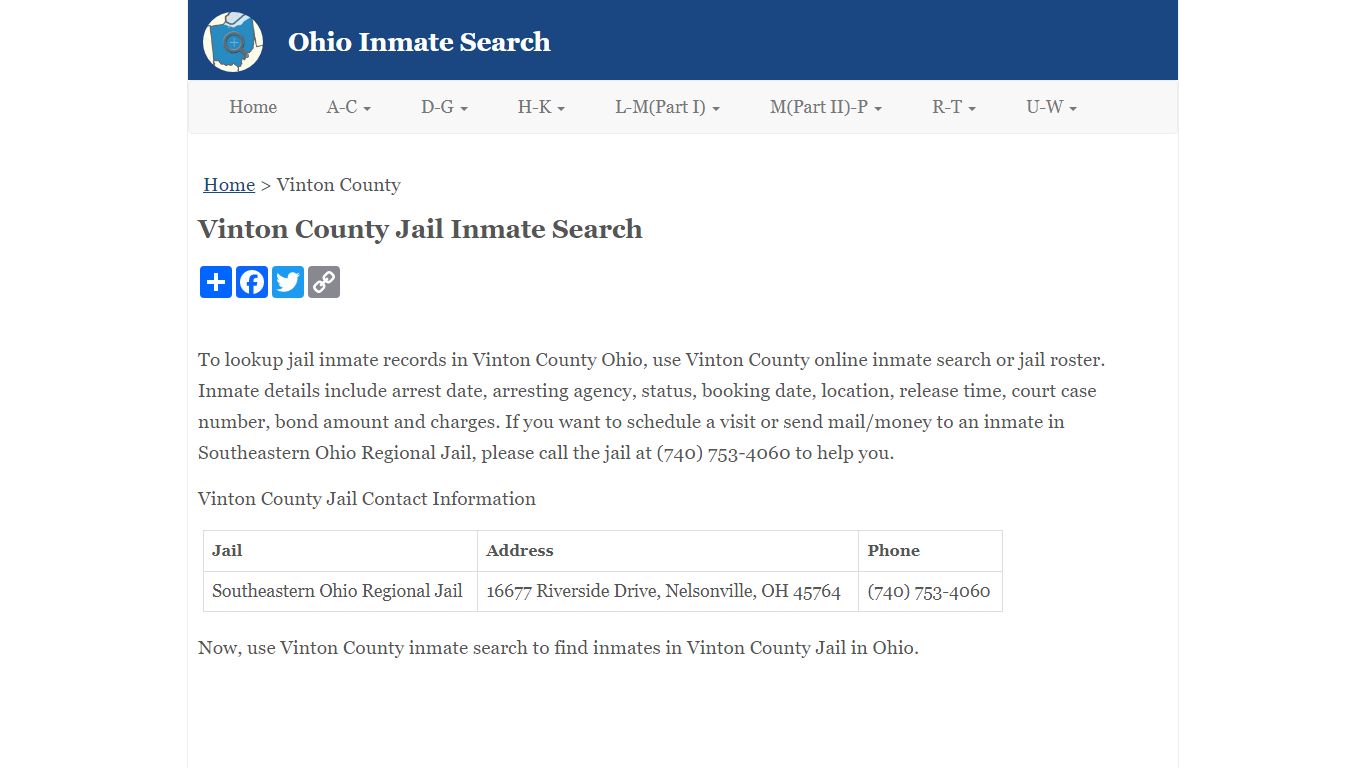 Vinton County Jail Inmate Search