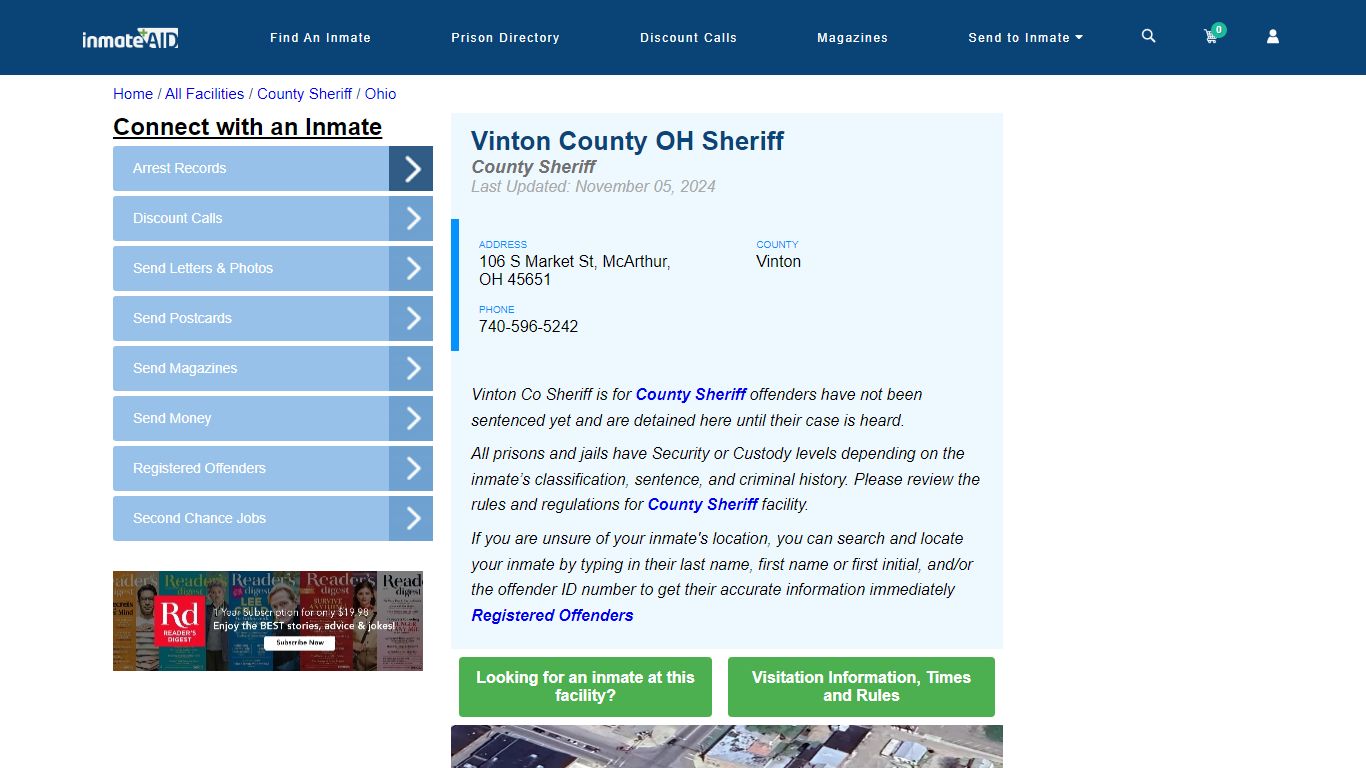 Vinton County OH Sheriff - Arrests Warrants - InmateAid