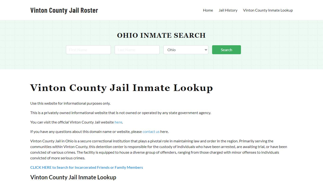 Vinton County Jail Roster Lookup, OH, Inmate Search